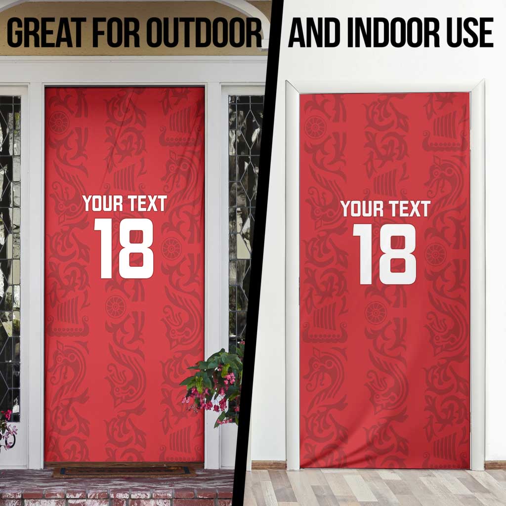 Custom York Minstrel Spirit Door Cover Norse Viking Pattern Red Version - Wonder Print Shop