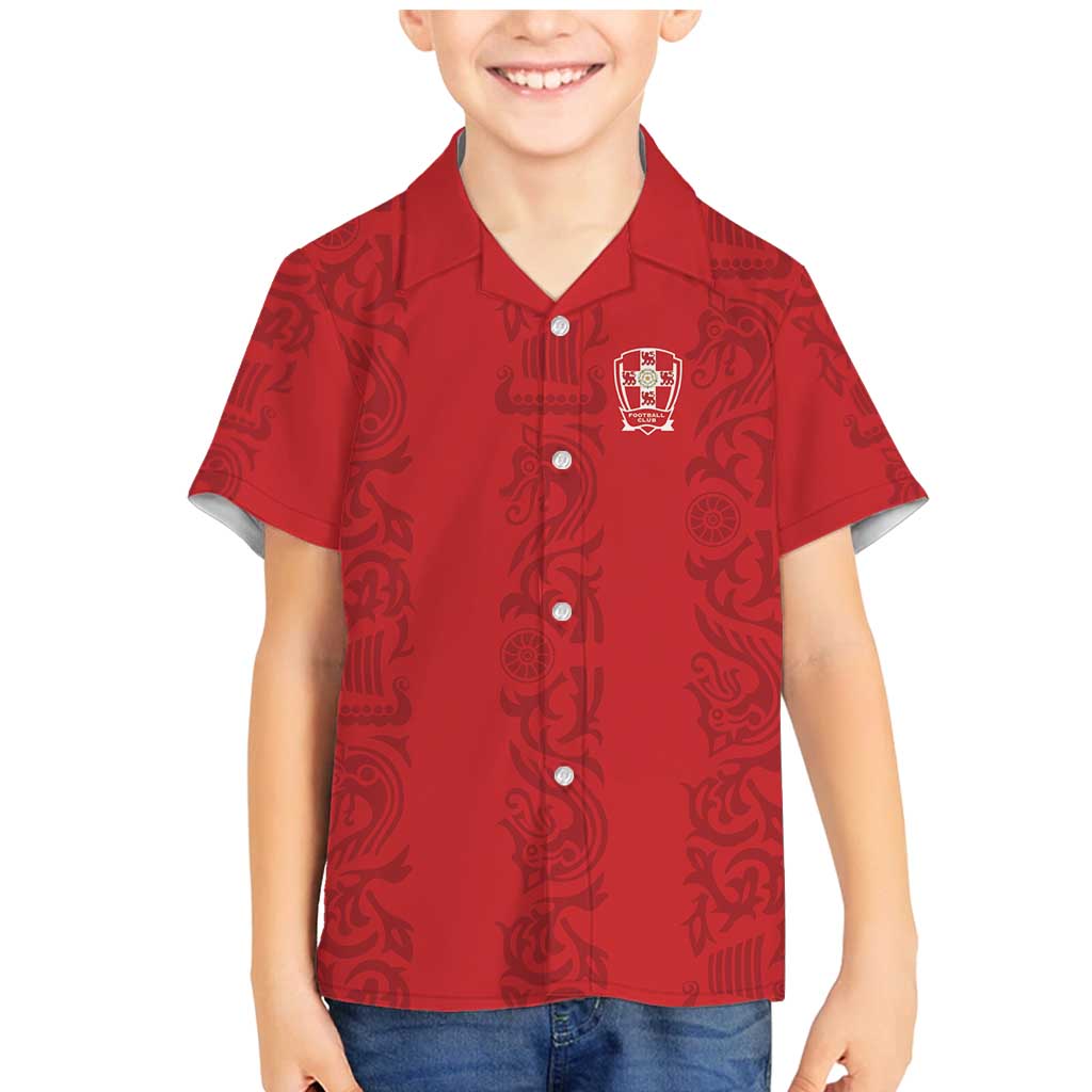 Custom York Minstrel Spirit Family Matching Mermaid Dress and Hawaiian Shirt Norse Viking Pattern Red Version - Wonder Print Shop