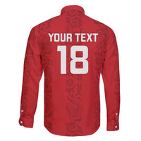 Custom York Minstrel Spirit Family Matching Off The Shoulder Long Sleeve Dress and Hawaiian Shirt Norse Viking Pattern Red Version - Wonder Print Shop