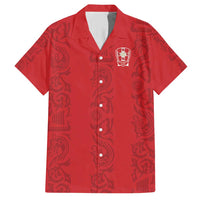 Custom York Minstrel Spirit Family Matching Short Sleeve Bodycon Dress and Hawaiian Shirt Norse Viking Pattern Red Version - Wonder Print Shop