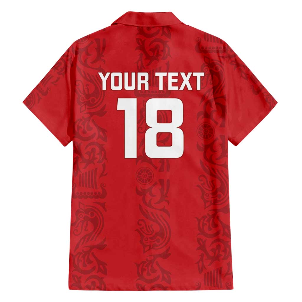 Custom York Minstrel Spirit Family Matching Summer Maxi Dress and Hawaiian Shirt Norse Viking Pattern Red Version - Wonder Print Shop