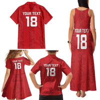 Custom York Minstrel Spirit Family Matching Tank Maxi Dress and Hawaiian Shirt Norse Viking Pattern Red Version - Wonder Print Shop