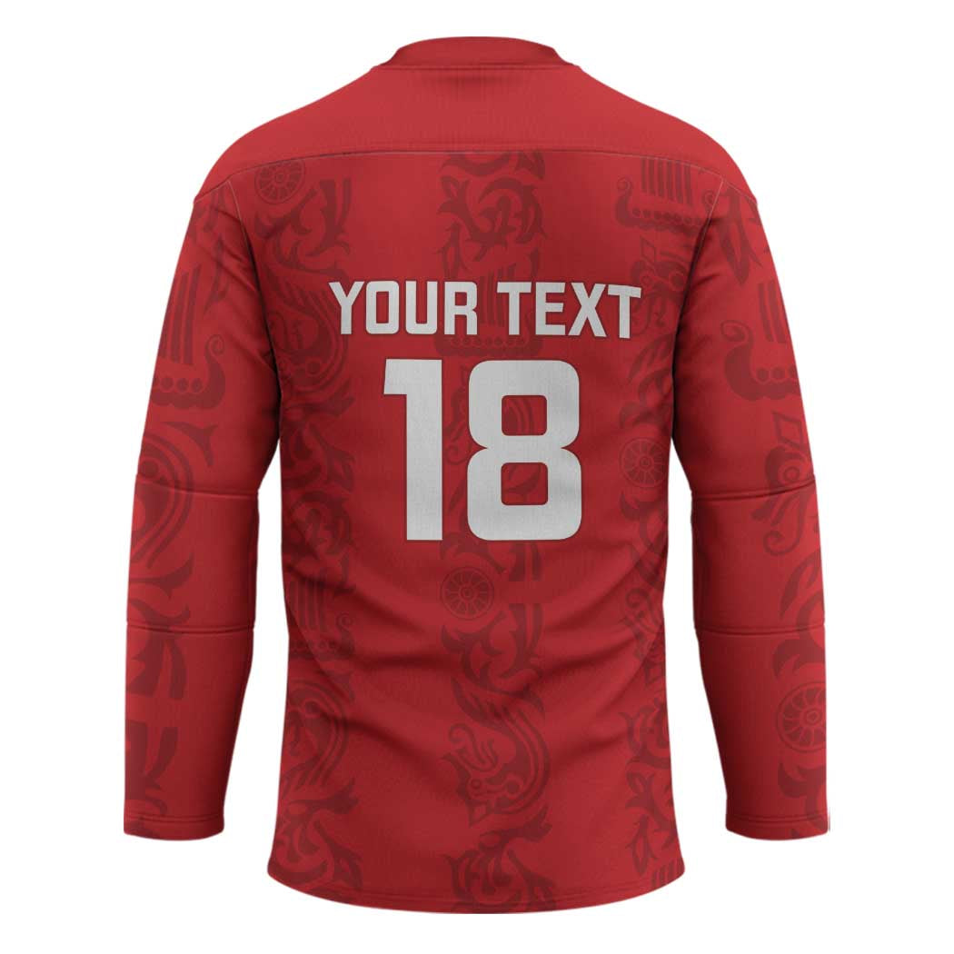 Custom York Minstrel Spirit Hockey Jersey Norse Viking Pattern Red Version - Wonder Print Shop