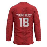 Custom York Minstrel Spirit Hockey Jersey Norse Viking Pattern Red Version - Wonder Print Shop