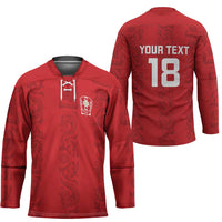 Custom York Minstrel Spirit Hockey Jersey Norse Viking Pattern Red Version - Wonder Print Shop