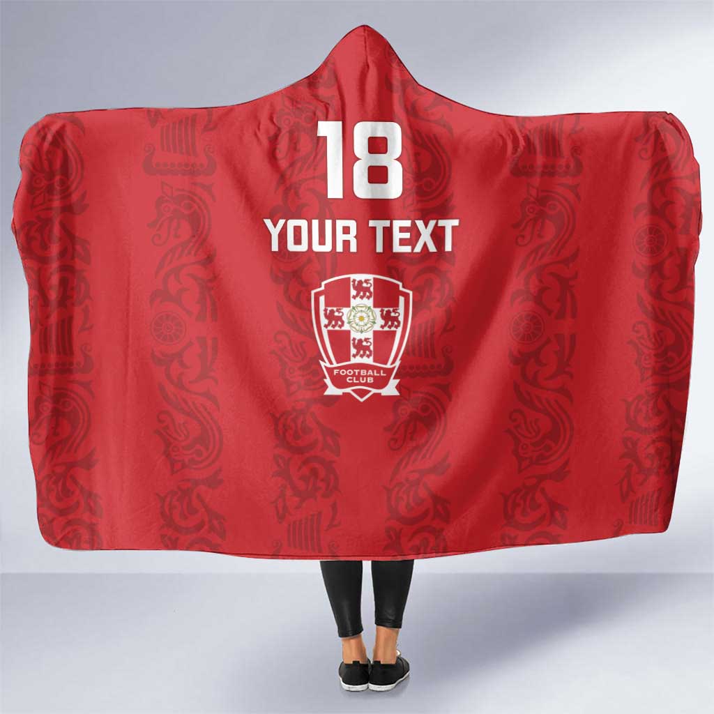 Custom York Minstrel Spirit Hooded Blanket Norse Viking Pattern Red Version - Wonder Print Shop