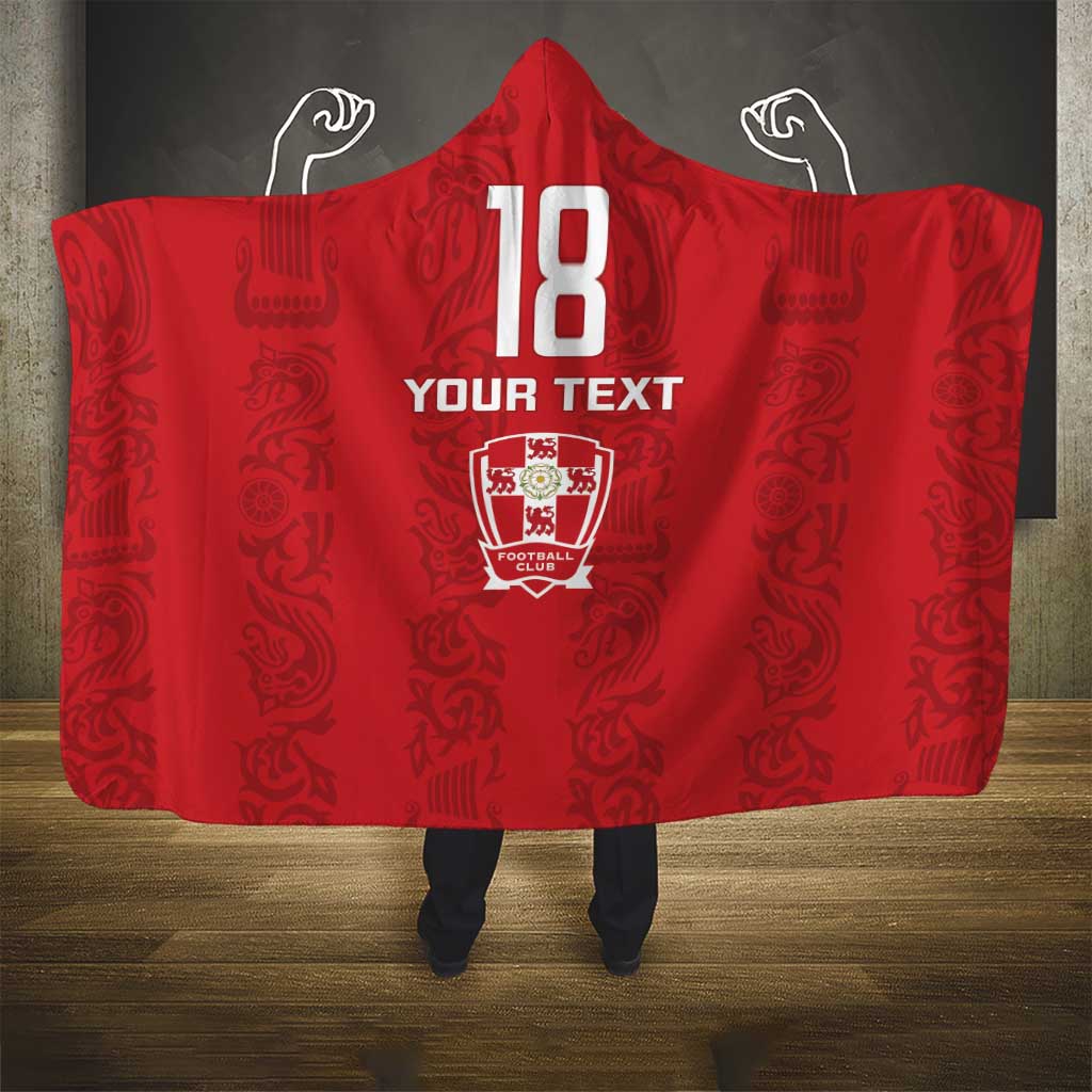 Custom York Minstrel Spirit Hooded Blanket Norse Viking Pattern Red Version - Wonder Print Shop