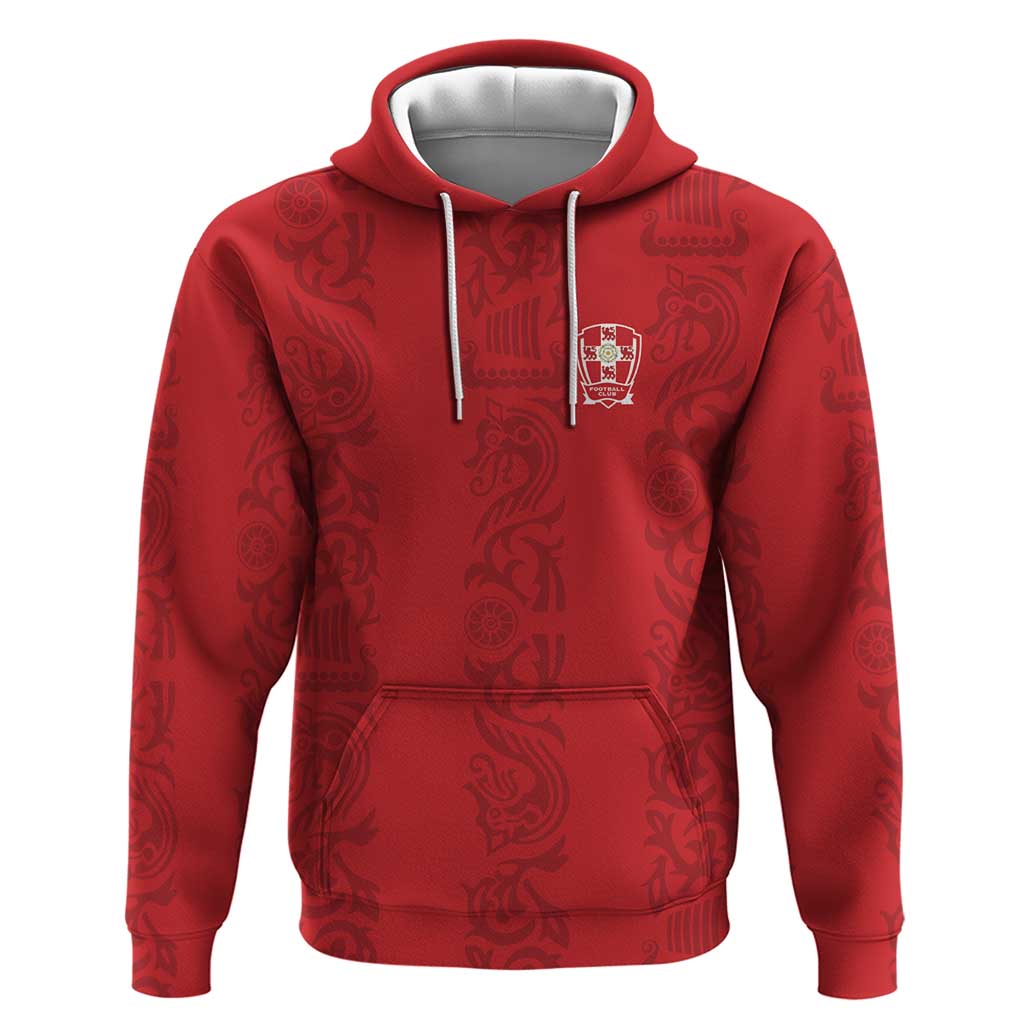 Custom York Minstrel Spirit Hoodie Norse Viking Pattern Red Version - Wonder Print Shop