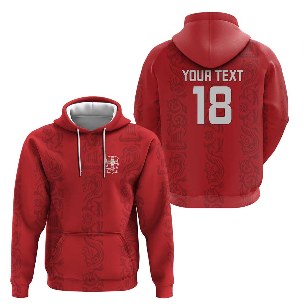 Custom York Minstrel Spirit Hoodie Norse Viking Pattern Red Version - Wonder Print Shop