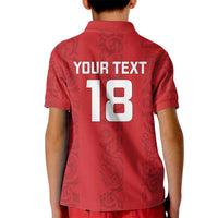 Custom York Minstrel Spirit Kid Polo Shirt Norse Viking Pattern Red Version - Wonder Print Shop
