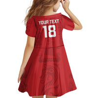 Custom York Minstrel Spirit Kid Short Sleeve Dress Norse Viking Pattern Red Version - Wonder Print Shop