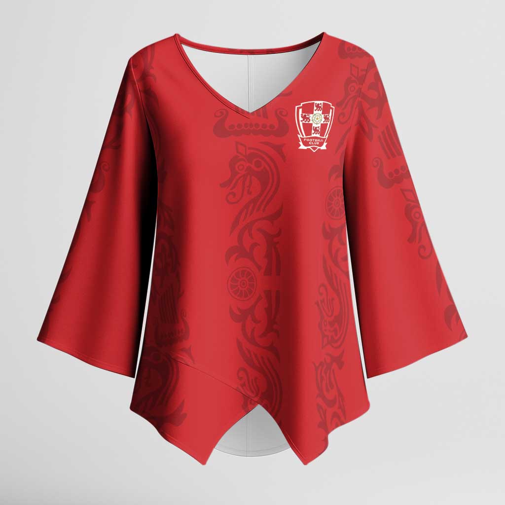 Custom York Minstrel Spirit Kimono Sleeve Blouse Norse Viking Pattern Red Version - Wonder Print Shop