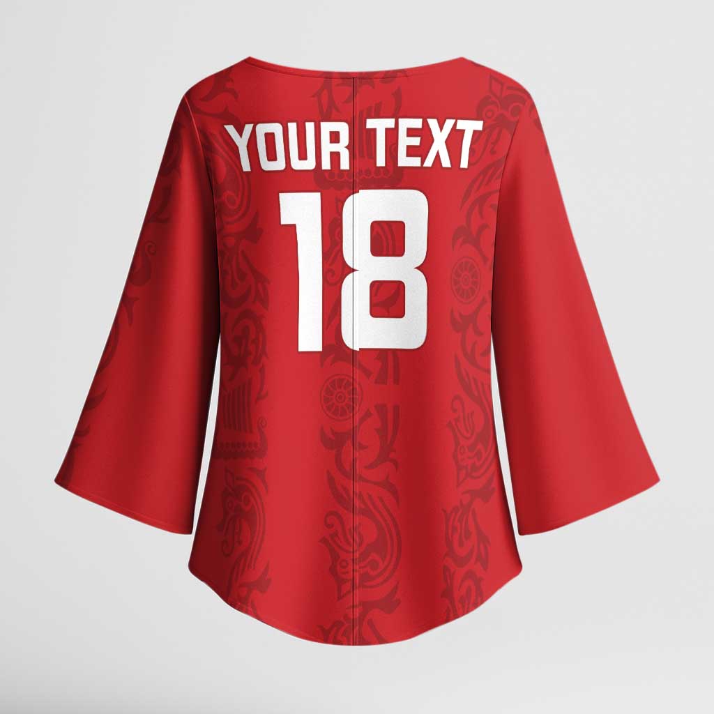 Custom York Minstrel Spirit Kimono Sleeve Blouse Norse Viking Pattern Red Version - Wonder Print Shop