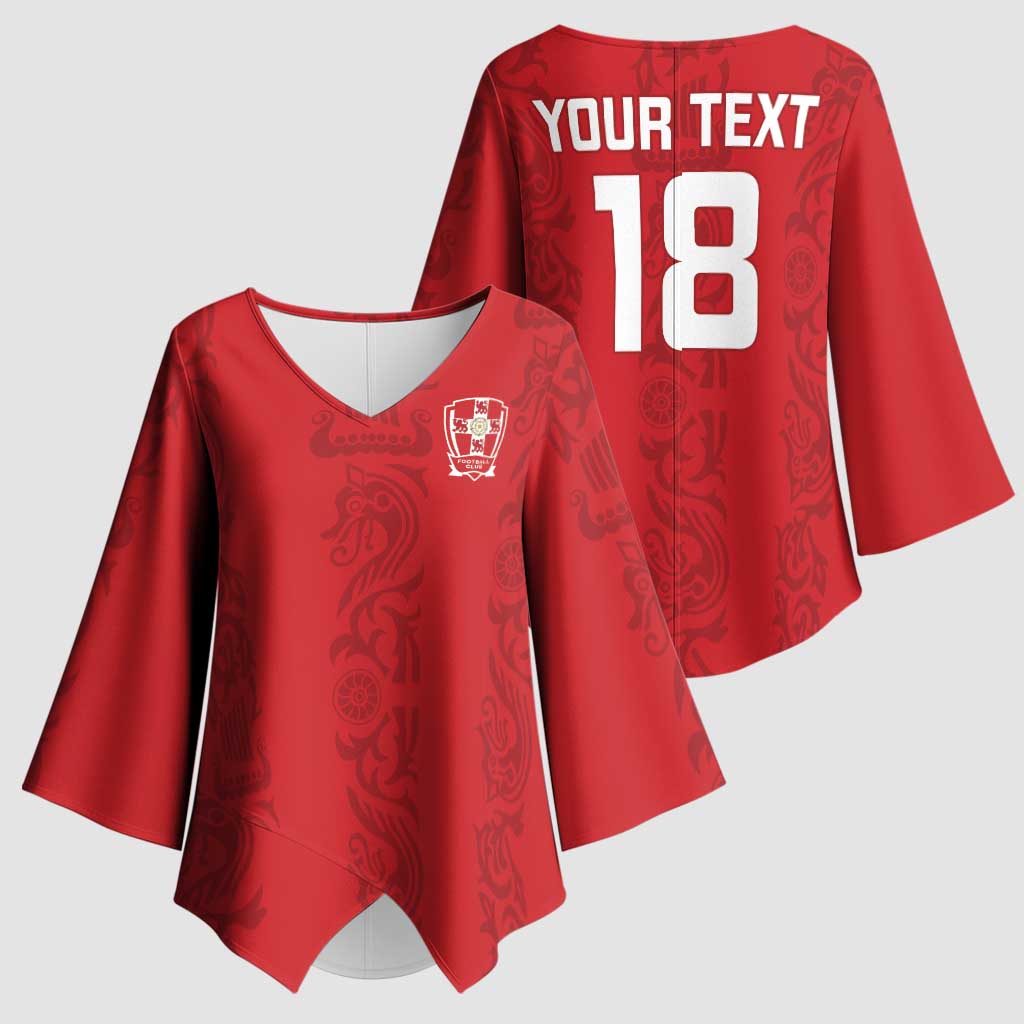 Custom York Minstrel Spirit Kimono Sleeve Blouse Norse Viking Pattern Red Version - Wonder Print Shop