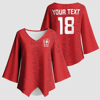 Custom York Minstrel Spirit Kimono Sleeve Blouse Norse Viking Pattern Red Version - Wonder Print Shop