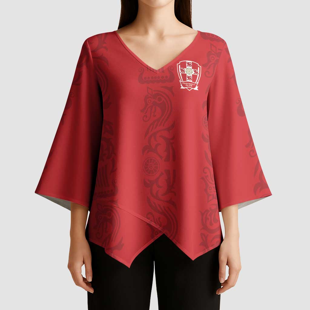 Custom York Minstrel Spirit Kimono Sleeve Blouse Norse Viking Pattern Red Version - Wonder Print Shop