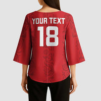 Custom York Minstrel Spirit Kimono Sleeve Blouse Norse Viking Pattern Red Version - Wonder Print Shop
