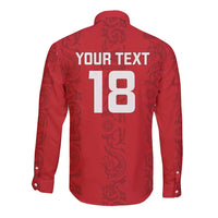 Custom York Minstrel Spirit Long Sleeve Button Shirt Norse Viking Pattern Red Version - Wonder Print Shop
