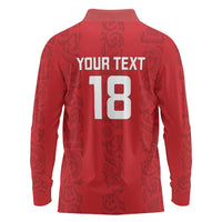 Custom York Minstrel Spirit Long Sleeve Polo Shirt Norse Viking Pattern Red Version - Wonder Print Shop