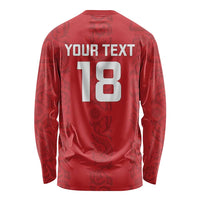 Custom York Minstrel Spirit Long Sleeve Shirt Norse Viking Pattern Red Version - Wonder Print Shop