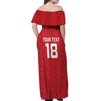 Custom York Minstrel Spirit Off Shoulder Maxi Dress Norse Viking Pattern Red Version - Wonder Print Shop
