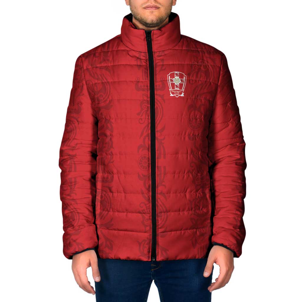 Custom York Minstrel Spirit Padded Jacket Norse Viking Pattern Red Version - Wonder Print Shop