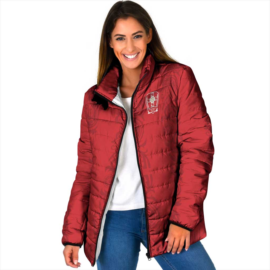 Custom York Minstrel Spirit Padded Jacket Norse Viking Pattern Red Version - Wonder Print Shop