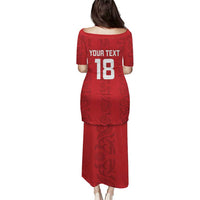 Custom York Minstrel Spirit Puletasi Norse Viking Pattern Red Version - Wonder Print Shop