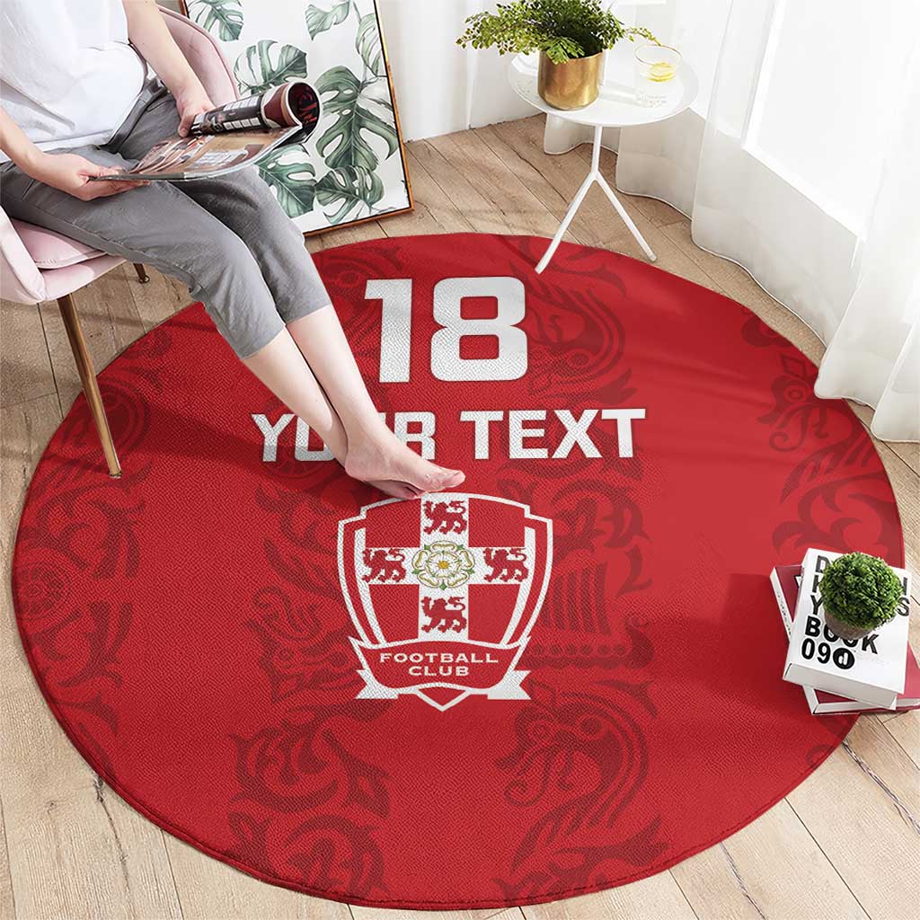 Custom York Minstrel Spirit Round Carpet Norse Viking Pattern Red Version - Wonder Print Shop