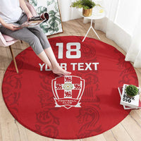 Custom York Minstrel Spirit Round Carpet Norse Viking Pattern Red Version - Wonder Print Shop