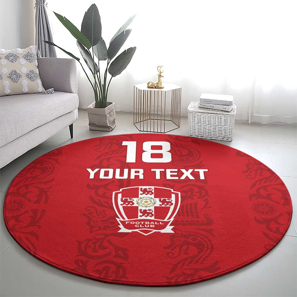 Custom York Minstrel Spirit Round Carpet Norse Viking Pattern Red Version - Wonder Print Shop