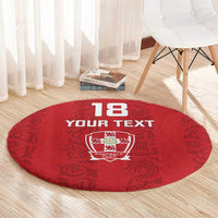 Custom York Minstrel Spirit Round Carpet Norse Viking Pattern Red Version - Wonder Print Shop