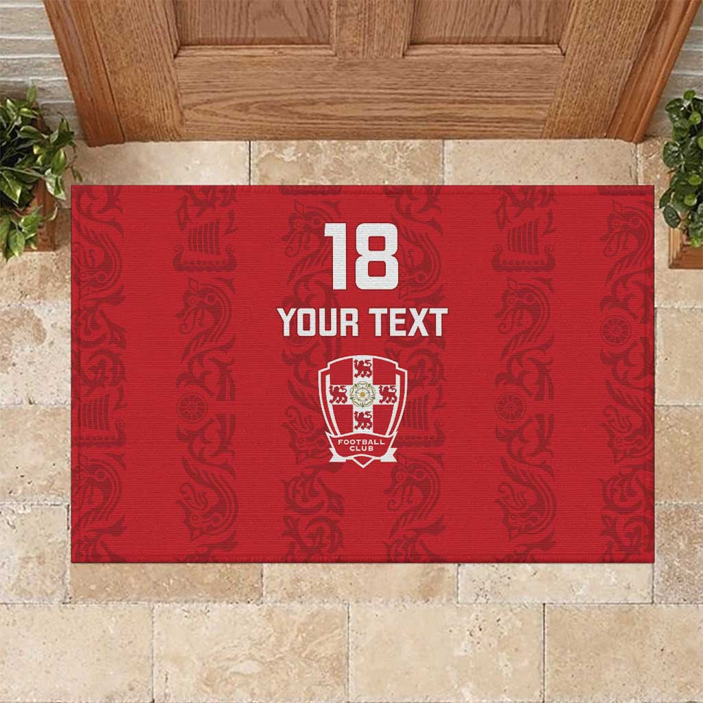 Custom York Minstrel Spirit Rubber Doormat Norse Viking Pattern Red Version - Wonder Print Shop