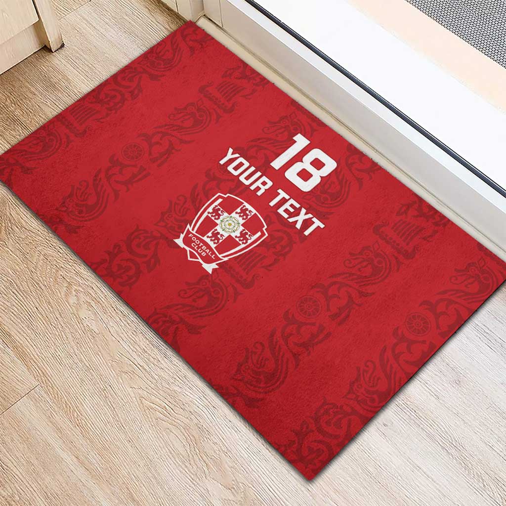 Custom York Minstrel Spirit Rubber Doormat Norse Viking Pattern Red Version - Wonder Print Shop