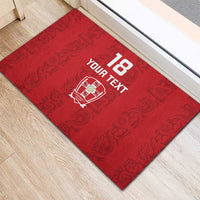 Custom York Minstrel Spirit Rubber Doormat Norse Viking Pattern Red Version - Wonder Print Shop