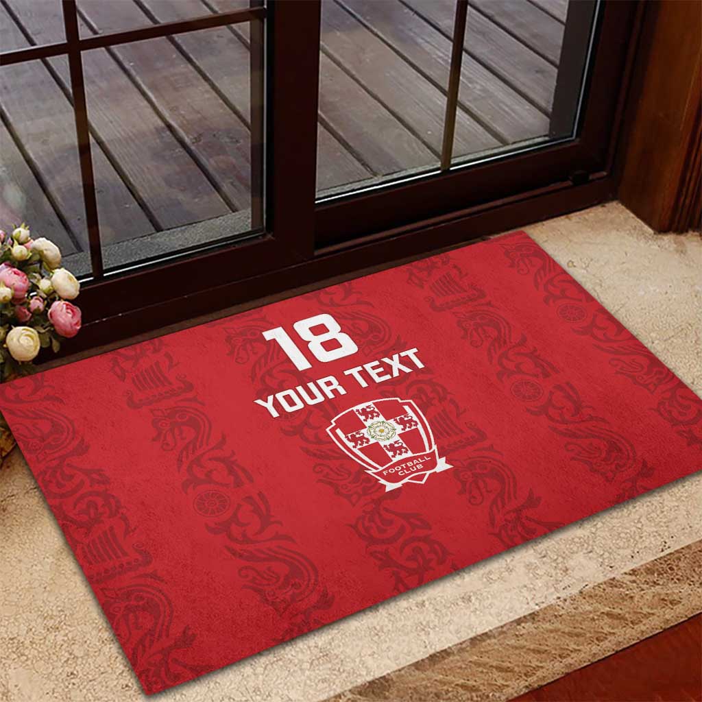 Custom York Minstrel Spirit Rubber Doormat Norse Viking Pattern Red Version - Wonder Print Shop