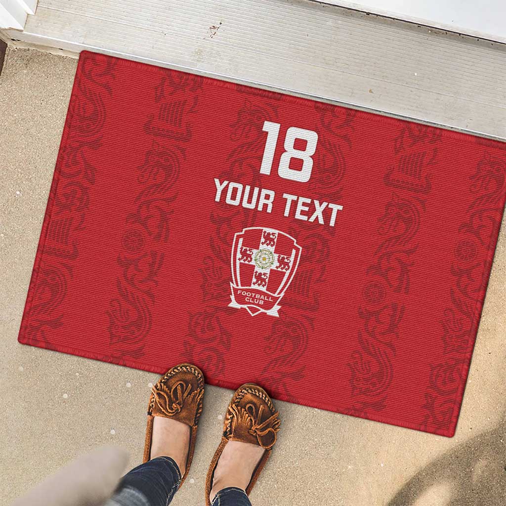 Custom York Minstrel Spirit Rubber Doormat Norse Viking Pattern Red Version - Wonder Print Shop