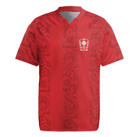 Custom York Minstrel Spirit Rugby Jersey Norse Viking Pattern Red Version - Wonder Print Shop