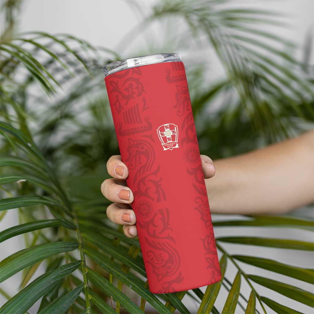 Custom York Minstrel Spirit Skinny Tumbler Norse Viking Pattern Red Version - Wonder Print Shop