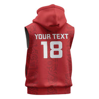 Custom York Minstrel Spirit Sleeveless Hoodie Norse Viking Pattern Red Version - Wonder Print Shop