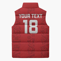 Custom York Minstrel Spirit Sleeveless Puffer Jacket Norse Viking Pattern Red Version - Wonder Print Shop