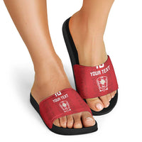 Custom York Minstrel Spirit Slide Sandals Norse Viking Pattern Red Version - Wonder Print Shop