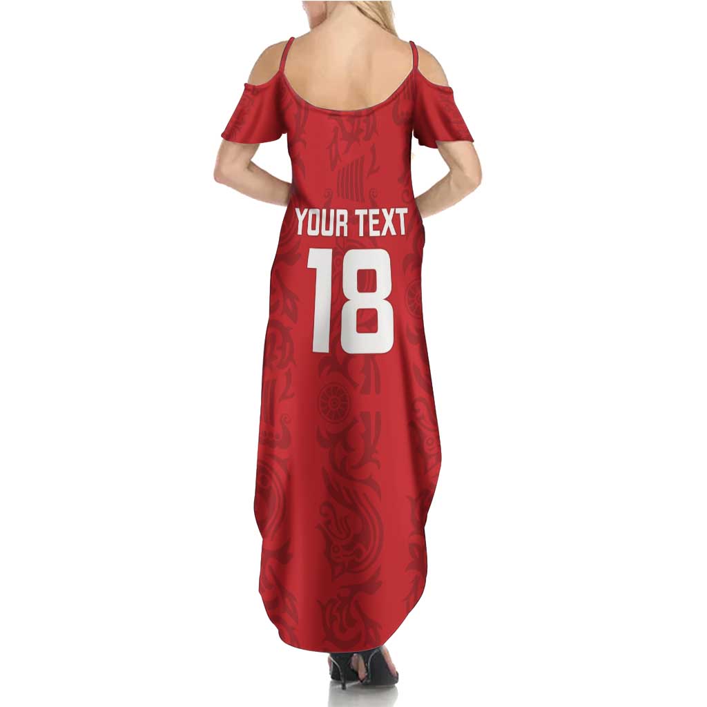 Custom York Minstrel Spirit Summer Maxi Dress Norse Viking Pattern Red Version - Wonder Print Shop