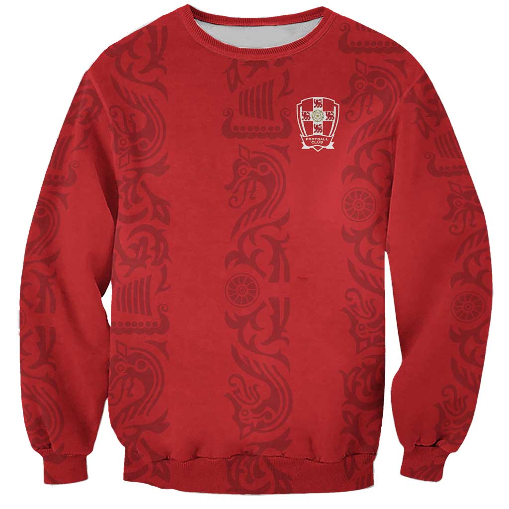 Custom York Minstrel Spirit Sweatshirt Norse Viking Pattern Red Version - Wonder Print Shop