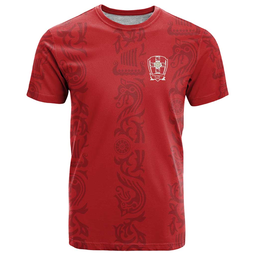 Custom York Minstrel Spirit T Shirt Norse Viking Pattern Red Version - Wonder Print Shop