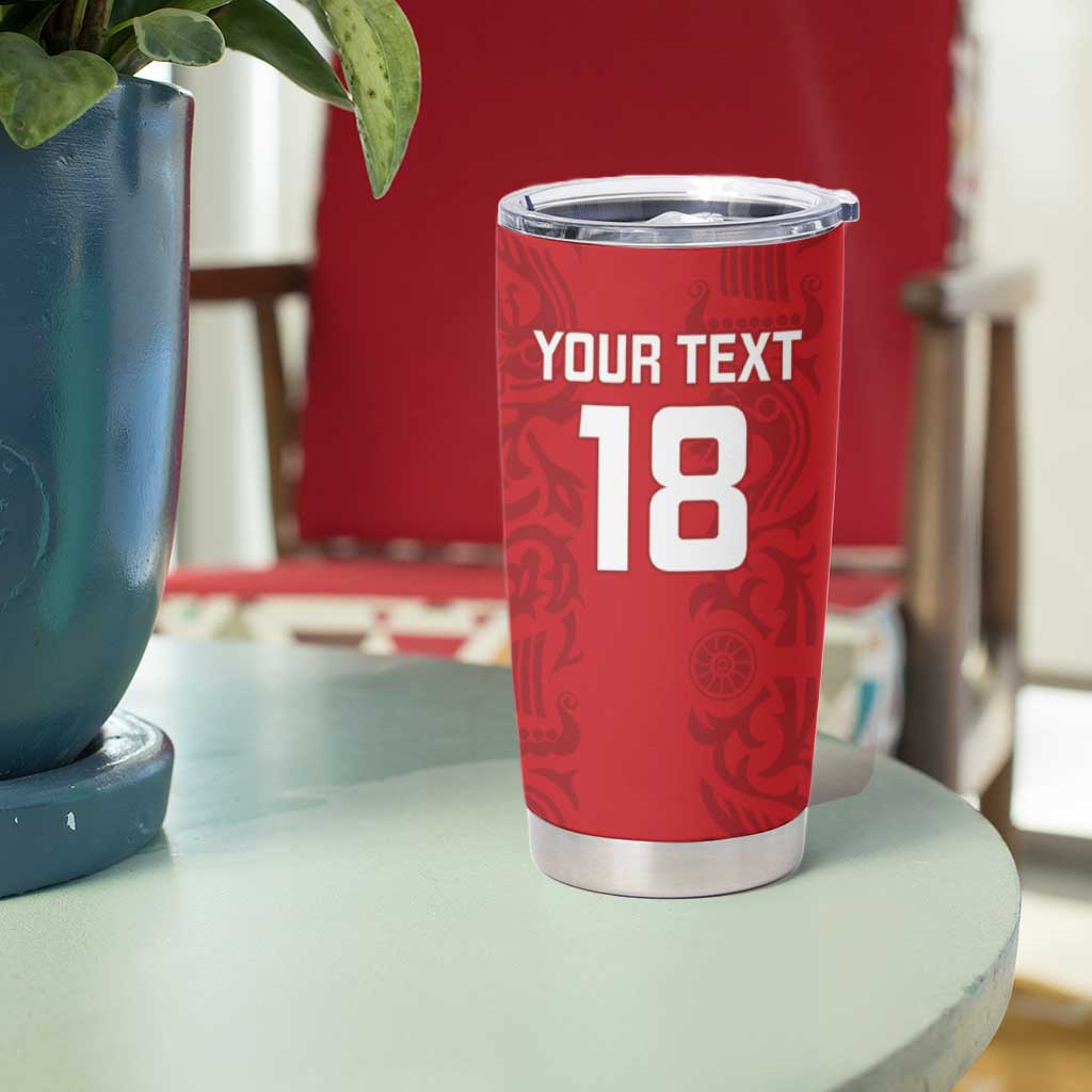 Custom York Minstrel Spirit Tumbler Cup Norse Viking Pattern Red Version - Wonder Print Shop