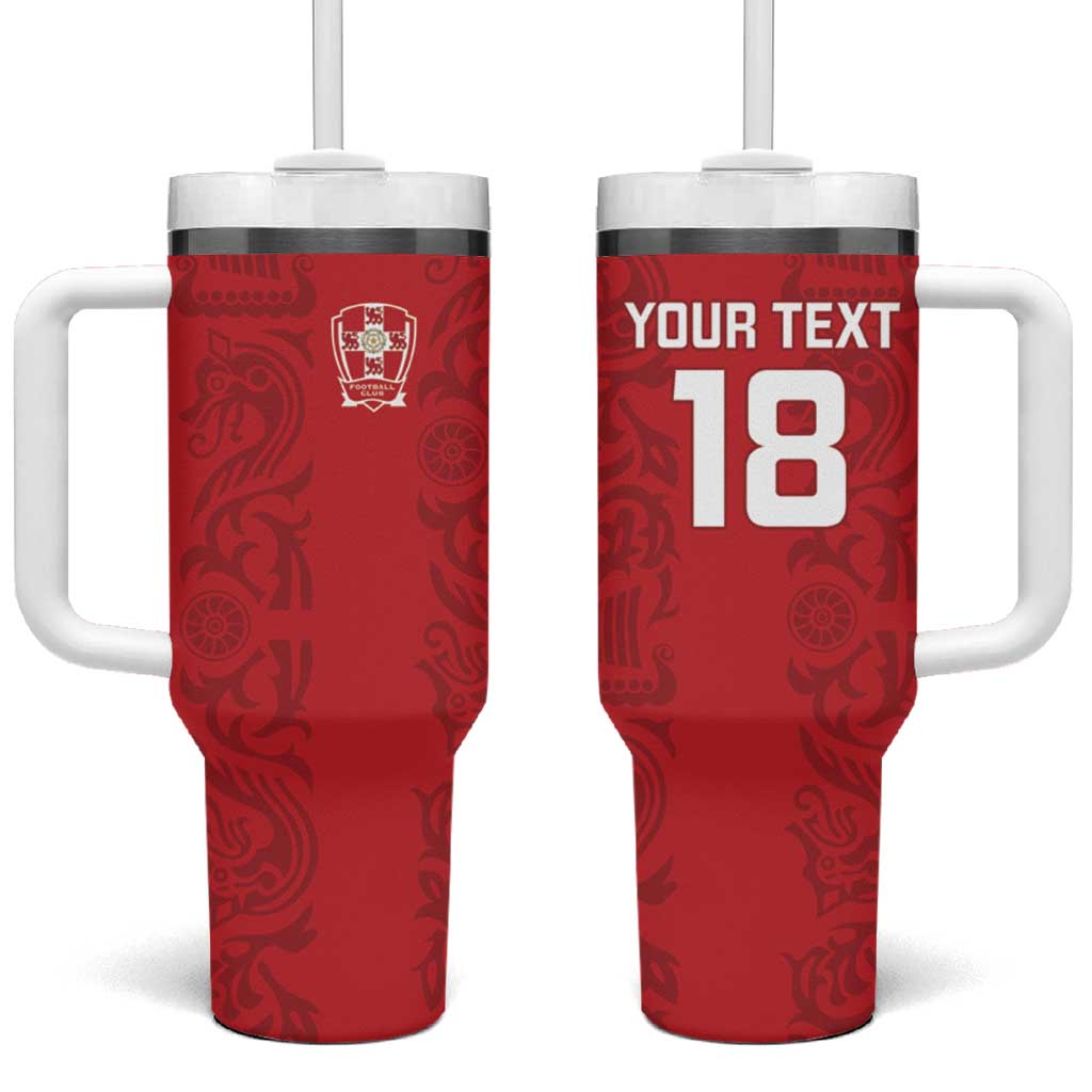 Custom York Minstrel Spirit Tumbler With Handle Norse Viking Pattern Red Version - Wonder Print Shop