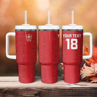 Custom York Minstrel Spirit Tumbler With Handle Norse Viking Pattern Red Version - Wonder Print Shop