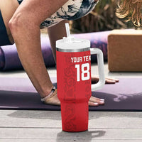 Custom York Minstrel Spirit Tumbler With Handle Norse Viking Pattern Red Version - Wonder Print Shop