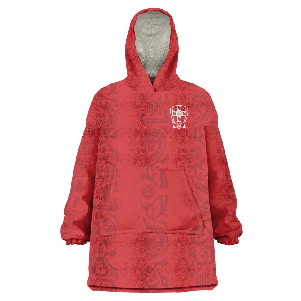 Custom York Minstrel Spirit Wearable Blanket Hoodie Norse Viking Pattern Red Version - Wonder Print Shop
